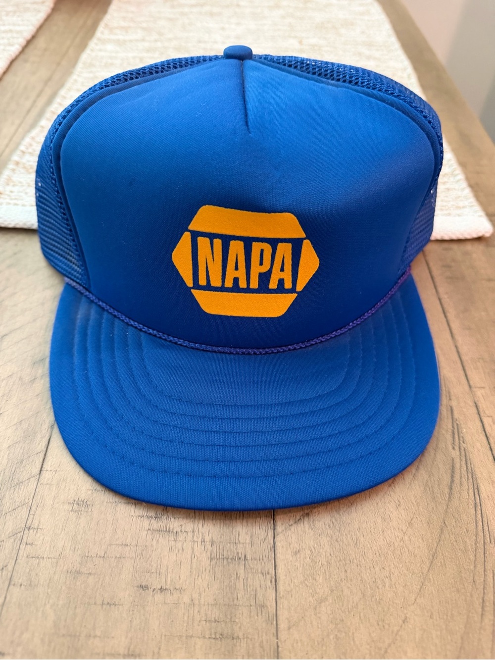 Vintage NAPA Trucker Hat Blue Snapback Mesh Back Cap Auto Parts NWOT